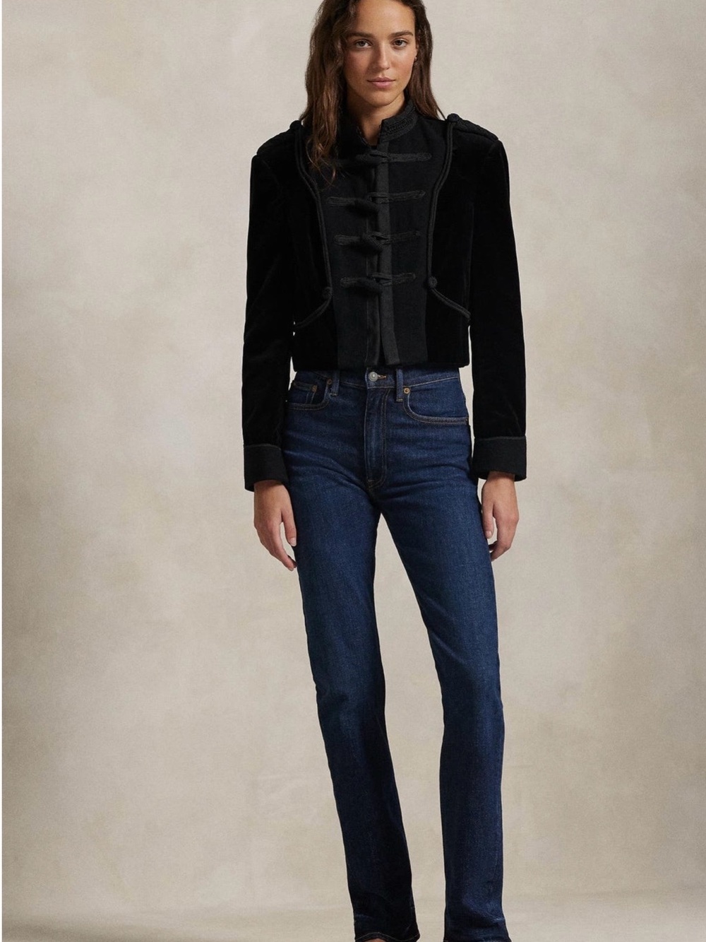 Polo by Ralph Lauren Black Velvet Military-Style Jacket